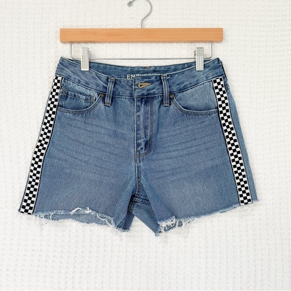 Empyre Eileen Mom Jean Shorts with Black and White Checkered Design Size 3